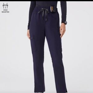 FIGS Straight-Leg High-Waist Scrub Pants in Navy